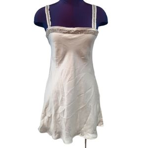 Zara Oyster White Strappy Rhinestone Satin Mini Dress Size Medium Women's